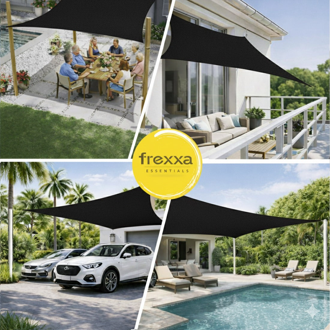 Sun Shade Sail (90% SUN & UV Blockage) Black