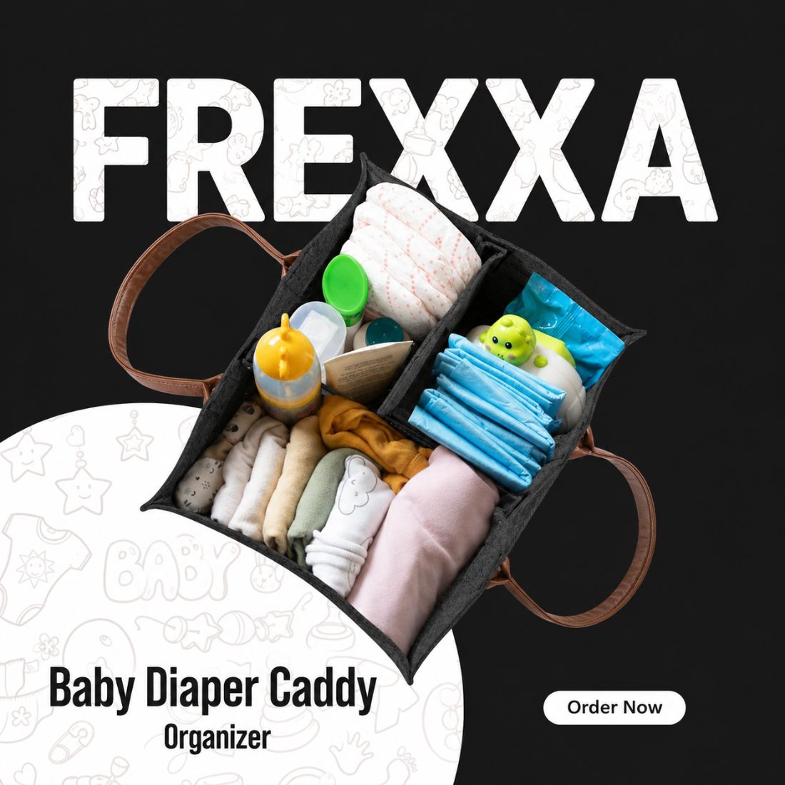 Diaper Caddy Organiser bag (Black)