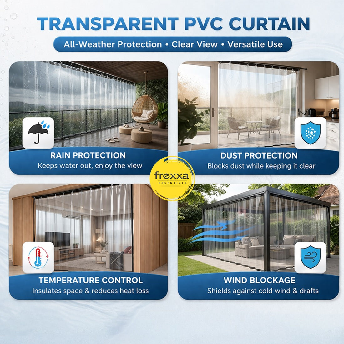 PVC Transperant Hook Curtain Pack of 1 Piece