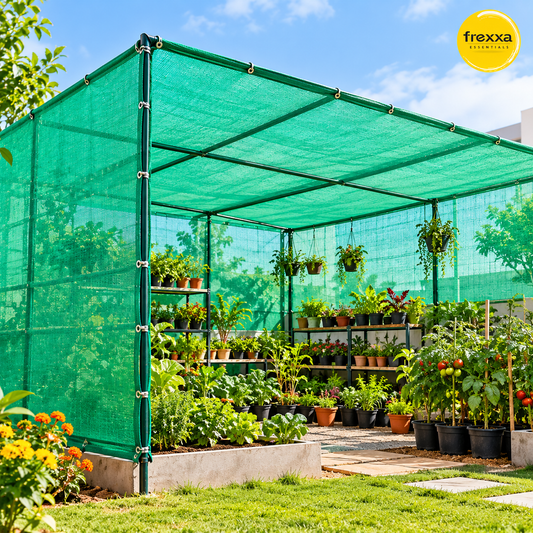 HDPE Fabric Sun Shade Net 50% Protection from Sun & UV Rays Ideal for Car Parking, Outdoor Garden, Balcony, Patio (Green)