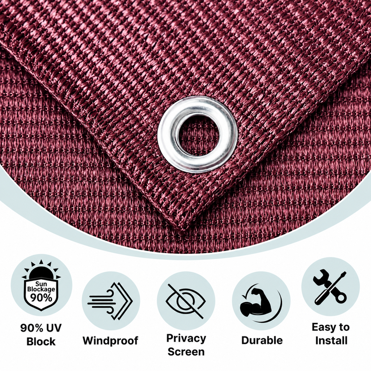 HDPE Fabric Sun Shade Net 90% Protection from Sun & UV Rays Ideal for Car Parking, Outdoor Garden, Balcony, Patio (Maroon)
