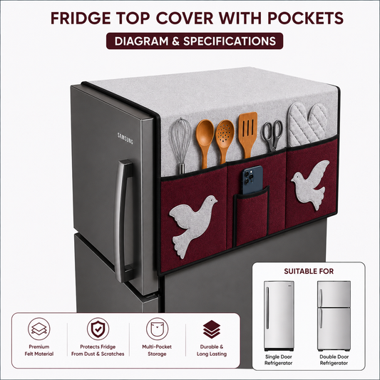 Fridge Top Cover Grey Maroon