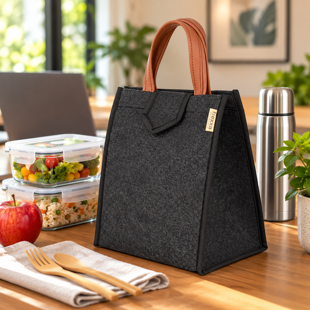 Lunch Bag for Office, School, Tiffin Pouch Bag, Hot & Cold Lunch Box Bags for Men and Women - Black