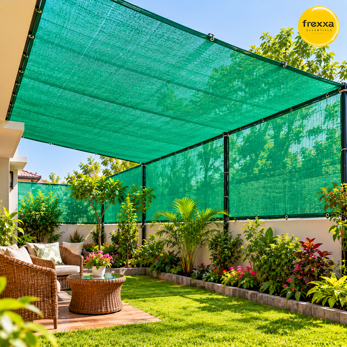 HDPE Fabric Sun Shade Net 50% Protection from Sun & UV Rays Ideal for Car Parking, Outdoor Garden, Balcony, Patio (Green)