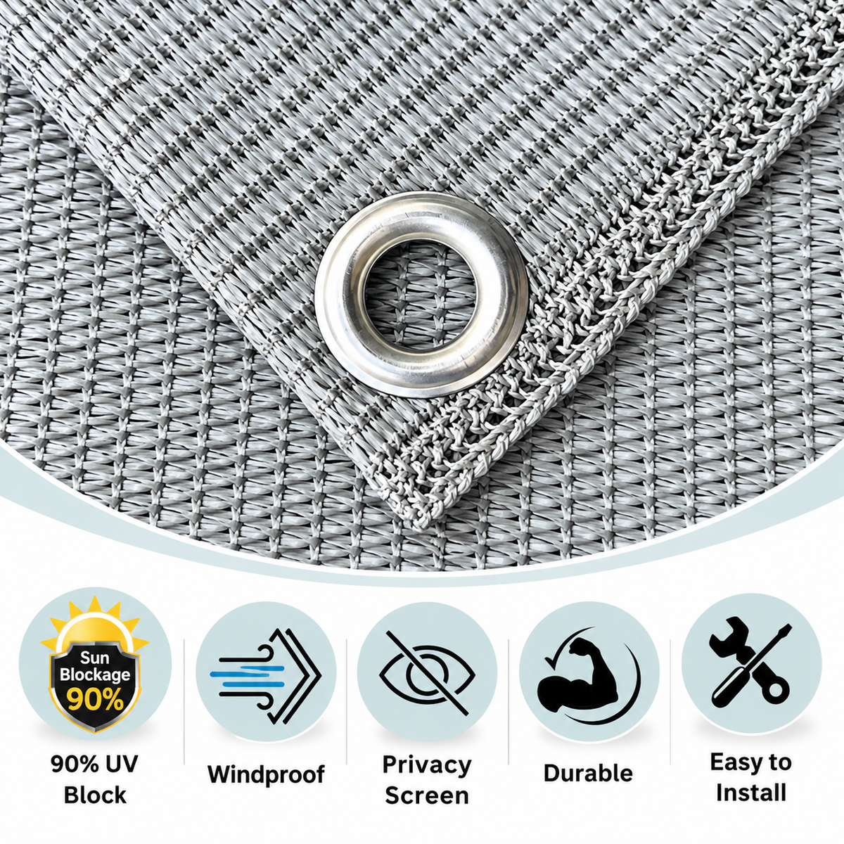 HDPE Fabric Sun Shade Net 90% Protection from Sun & UV Rays Ideal for Car Parking, Outdoor Garden, Balcony, Patio (Grey)