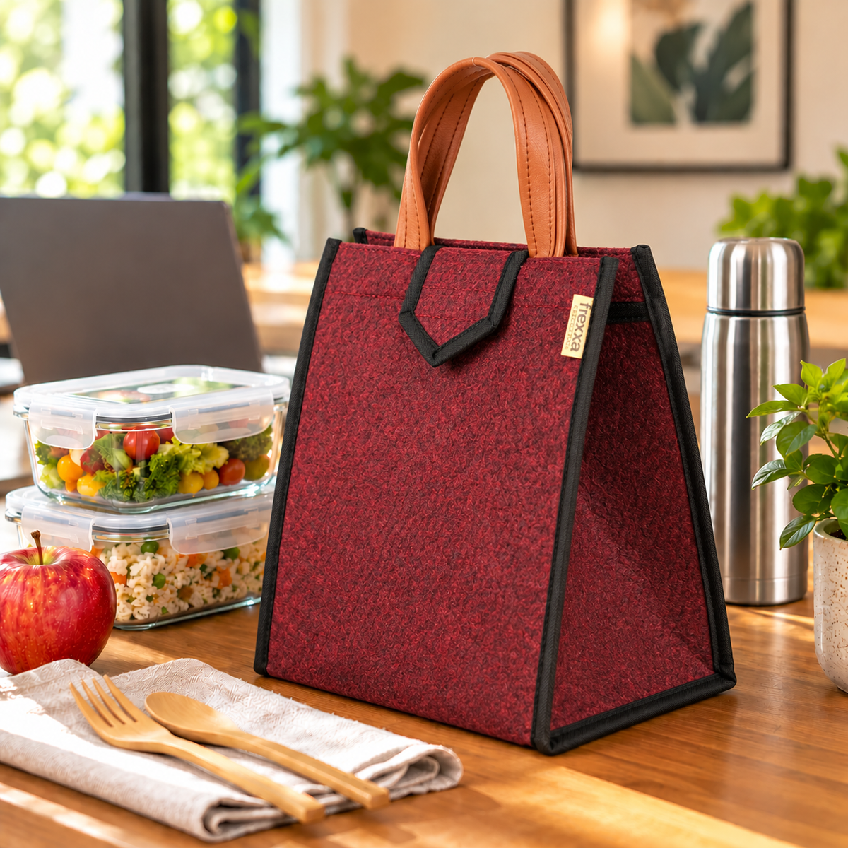 Lunch Bag for Office, School, Tiffin Pouch Bag, Hot & Cold Lunch Box Bags for Men and Women - Maroon