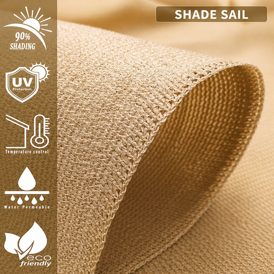 Sun Shade Sail Triangle (90% SUN & UV Blockage) Beige Black