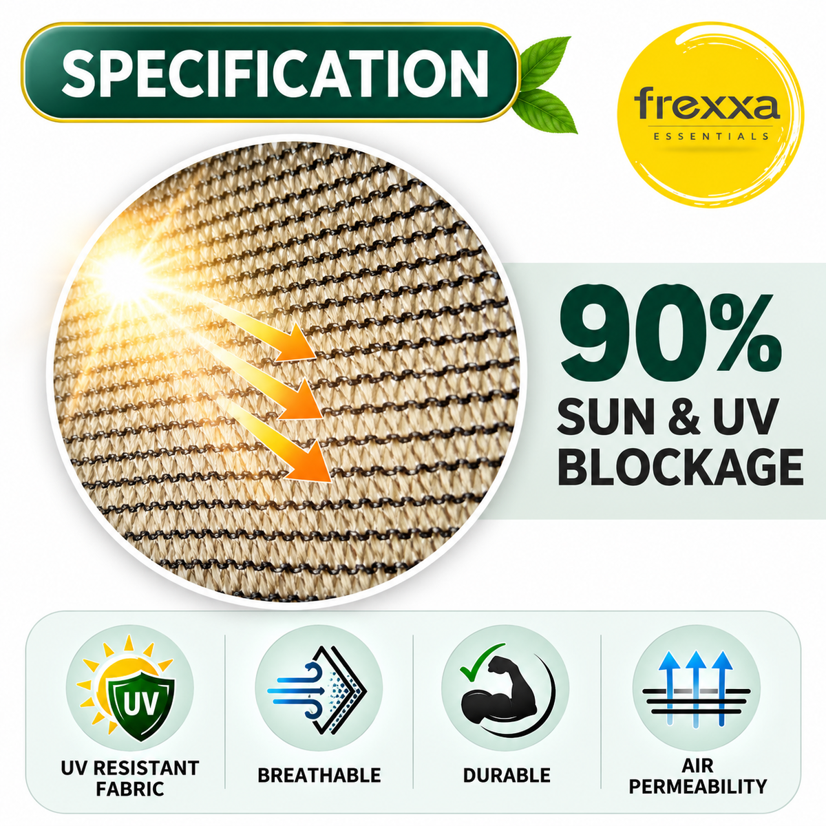 HDPE Fabric Sun Shade Net 90% Protection from Sun & UV Rays Ideal for Car Parking, Outdoor Garden, Balcony, Patio (Grey)