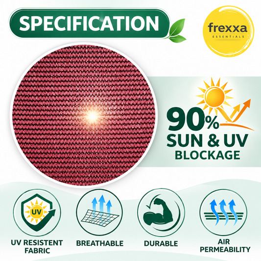 HDPE Fabric Sun Shade Net 90% Protection from Sun & UV Rays Ideal for Car Parking, Outdoor Garden, Balcony, Patio (Maroon)