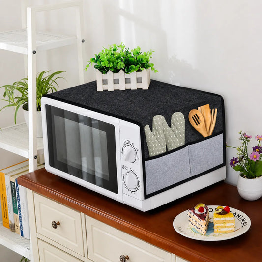 Black grey microwave dust cover for daily kitchen use