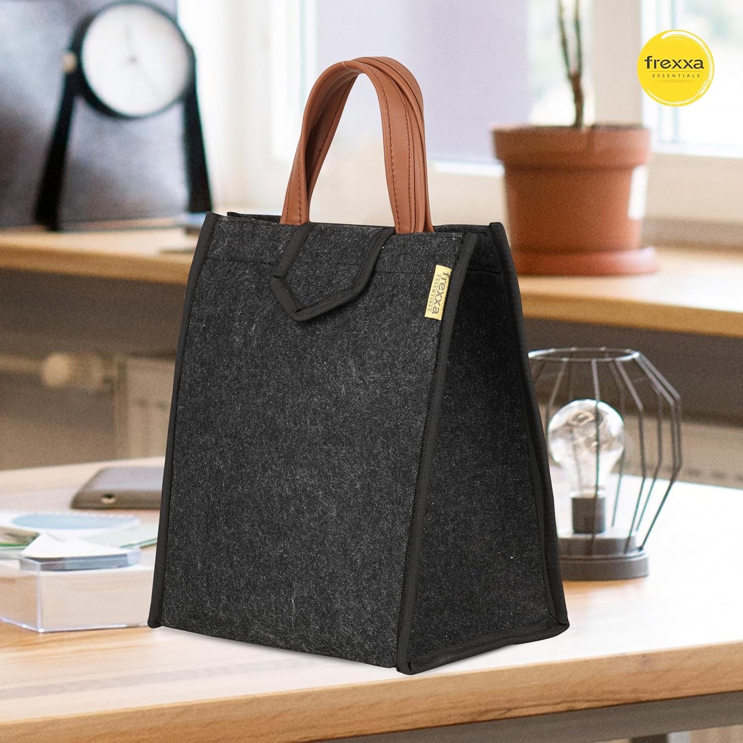 Frexxa Black Tiffin Bag – Insulated Lunch Bag for Office