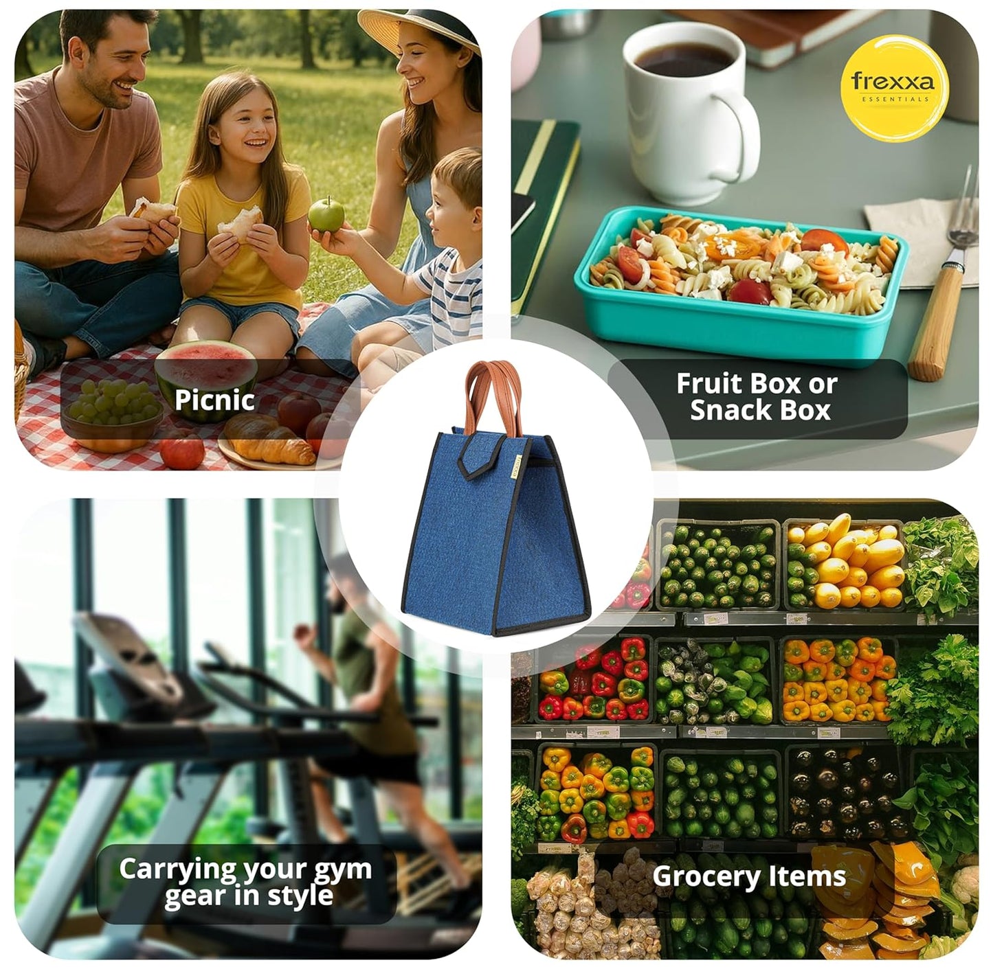 Frexxa Blue Tiffin Bag – Insulated Lunch Bag for Office