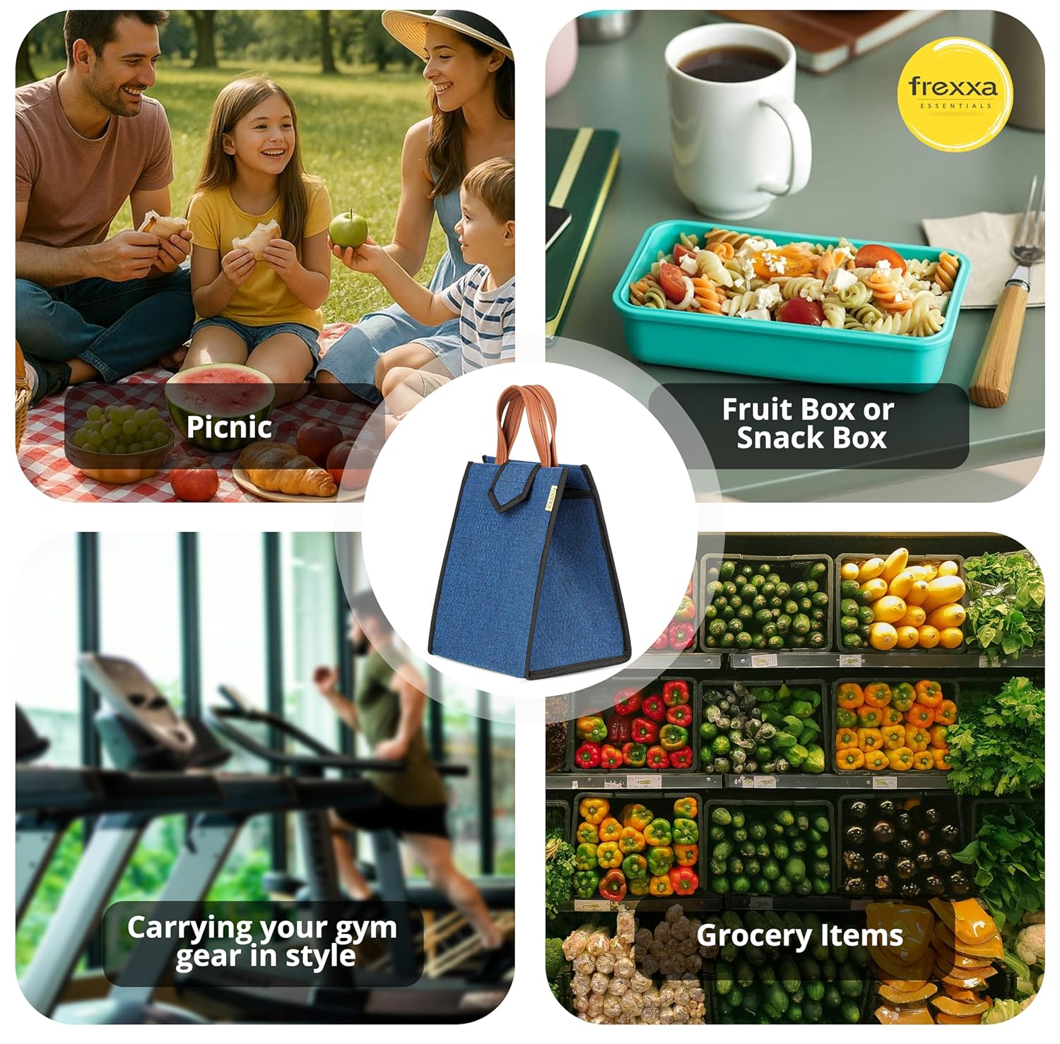 Frexxa Blue Tiffin Bag – Insulated Lunch Bag for Office