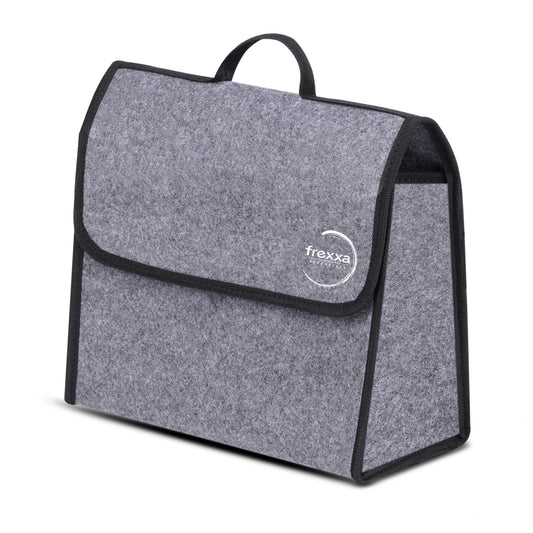 Gray backpack with black accents on a white background