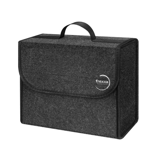 Dark gray storage box with a handle and 'frexxa' logo on a white background