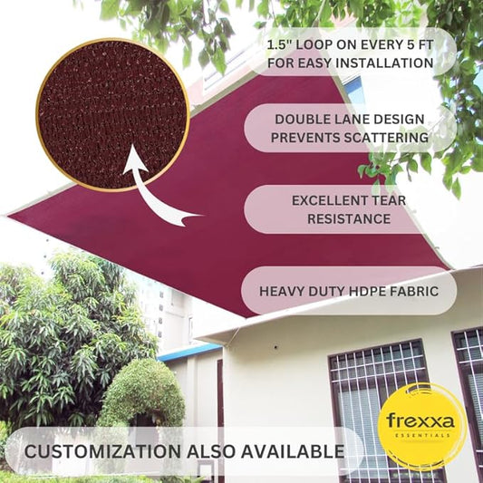 Product advertisement for frexxa with text on installation and features, set against a house and tree background.