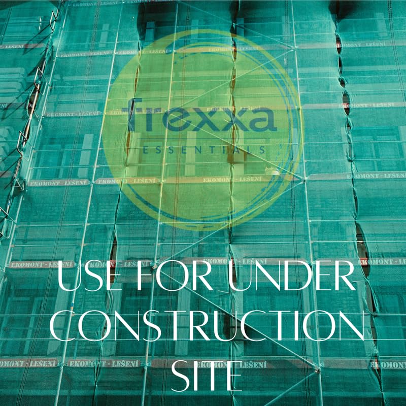 Construction site with scaffolding and 'Frexxa' branding overlay