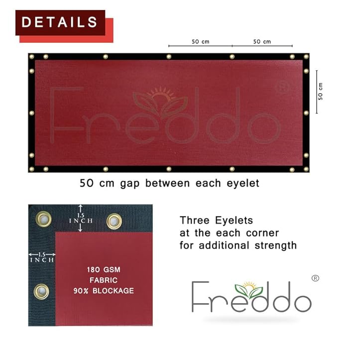 Freddo fabric panel with specifications on a white background