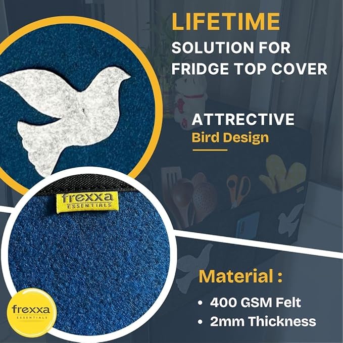 Fridge top cover solution with attractive bird design and frexxa branding.