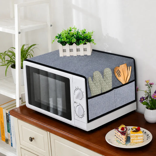 Durable grey microwave dust cover for daily kitchen use
