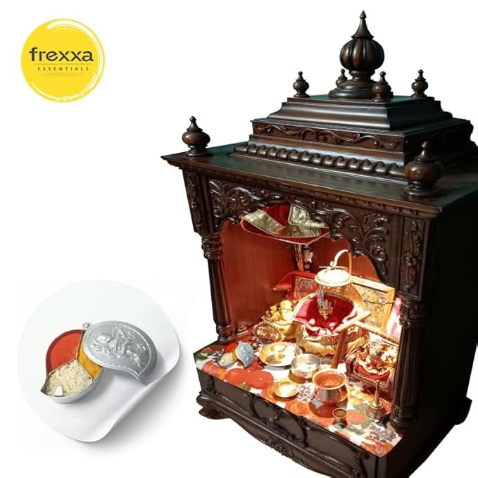 Decorative wooden cabinet with intricate details and a frexxa product on a white background
