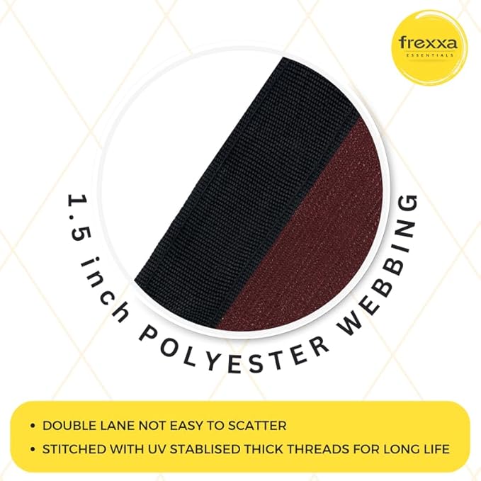 1.5 inch polyester webbing with black and brown colors, frexxa brand visible
