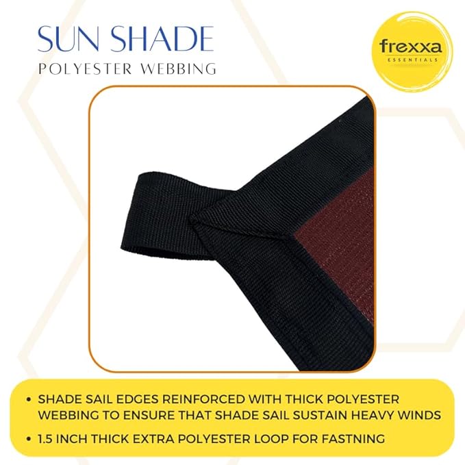 Black shade sail with frexxa logo on a white background