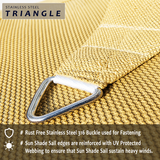 Sun Shade Sail Triangle (90% SUN & UV Blockage) Beige