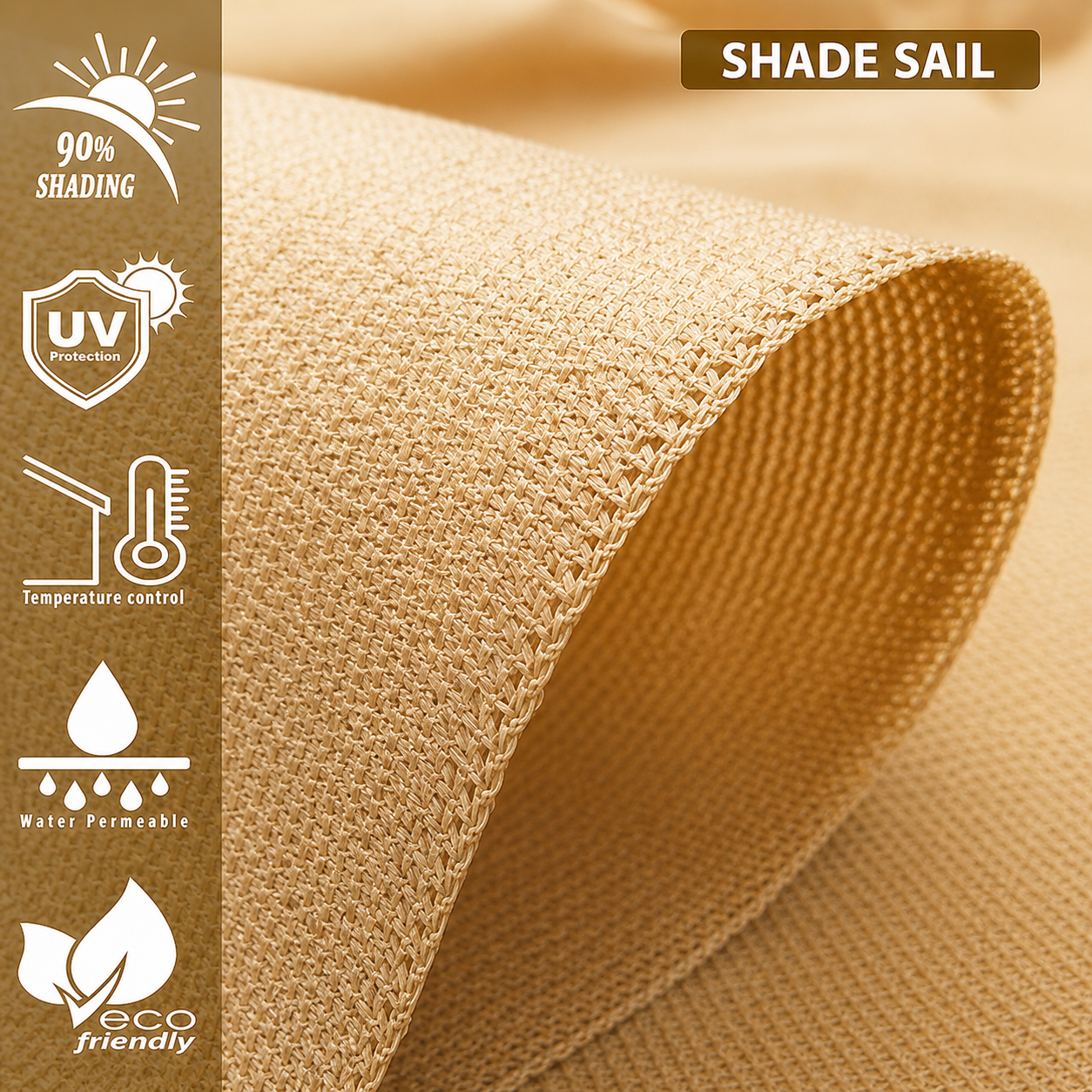 Sun Shade Sail Triangle (90% SUN & UV Blockage) Beige