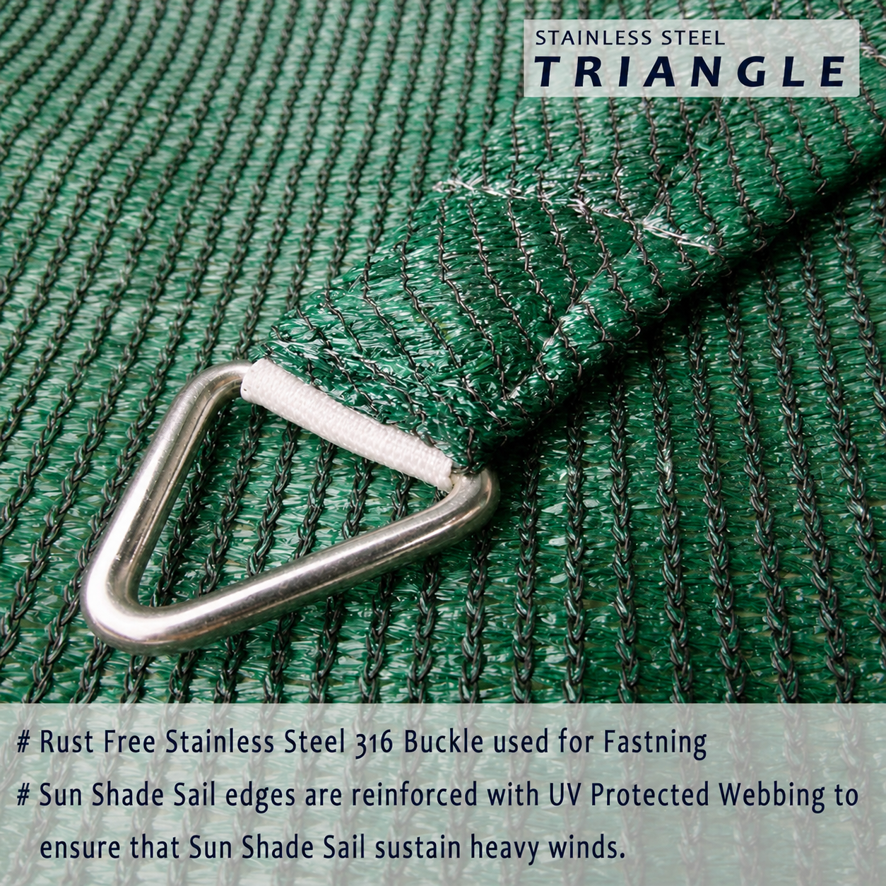 Sun Shade Sail Triangle (90% SUN & UV Blockage) Green