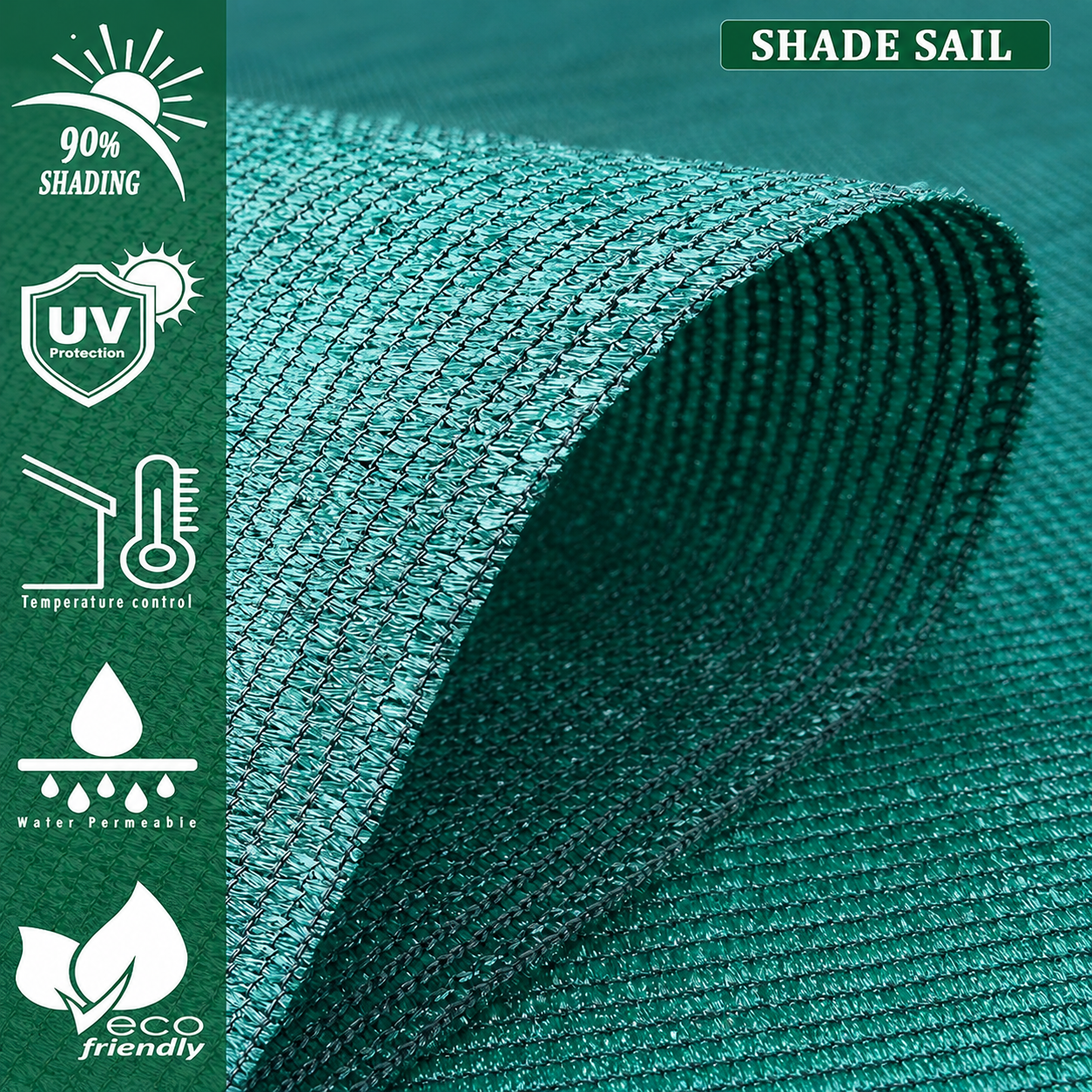 Sun Shade Sail Triangle (90% SUN & UV Blockage) Green