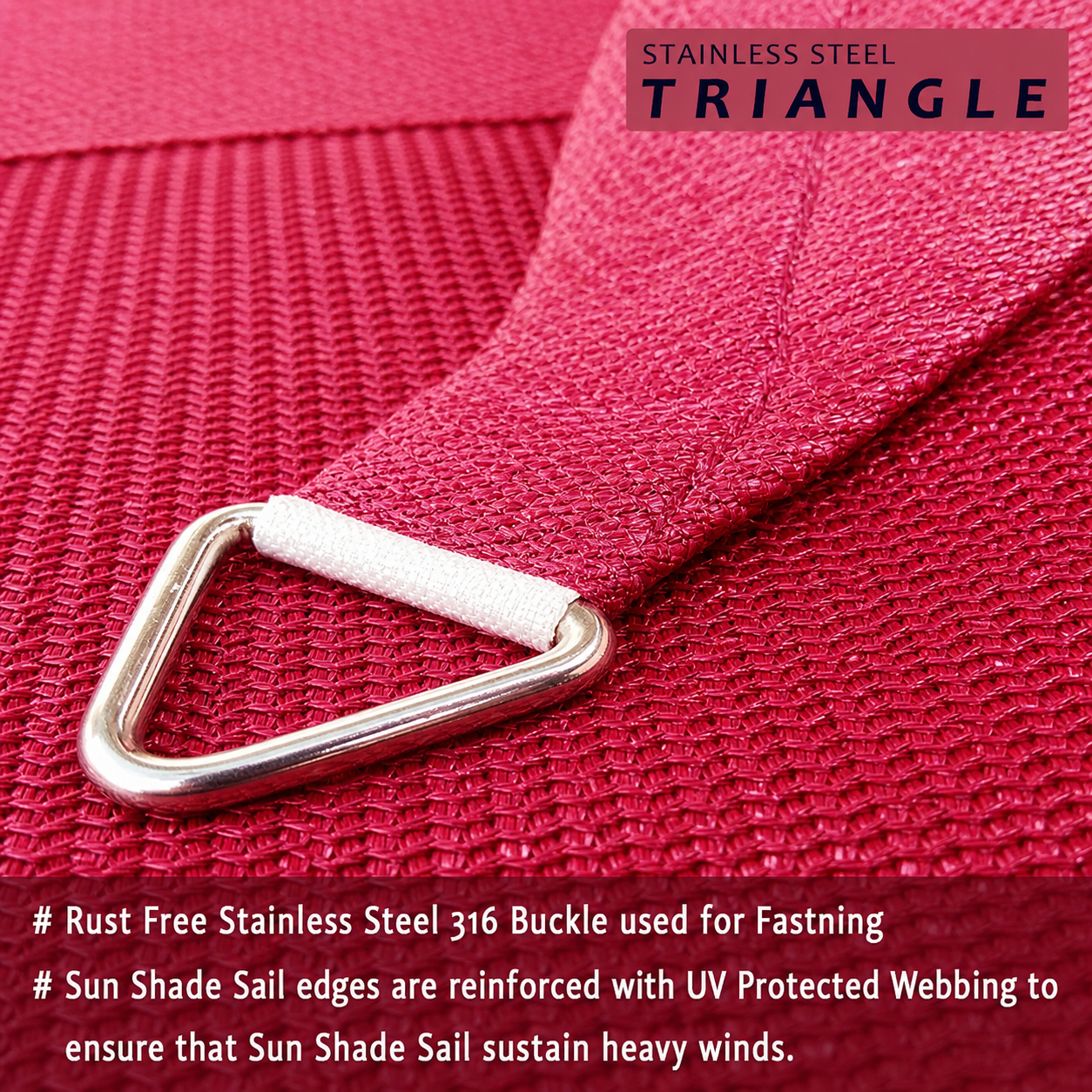 Sun Shade Sail Triangle (90% SUN & UV Blockage) Maroon
