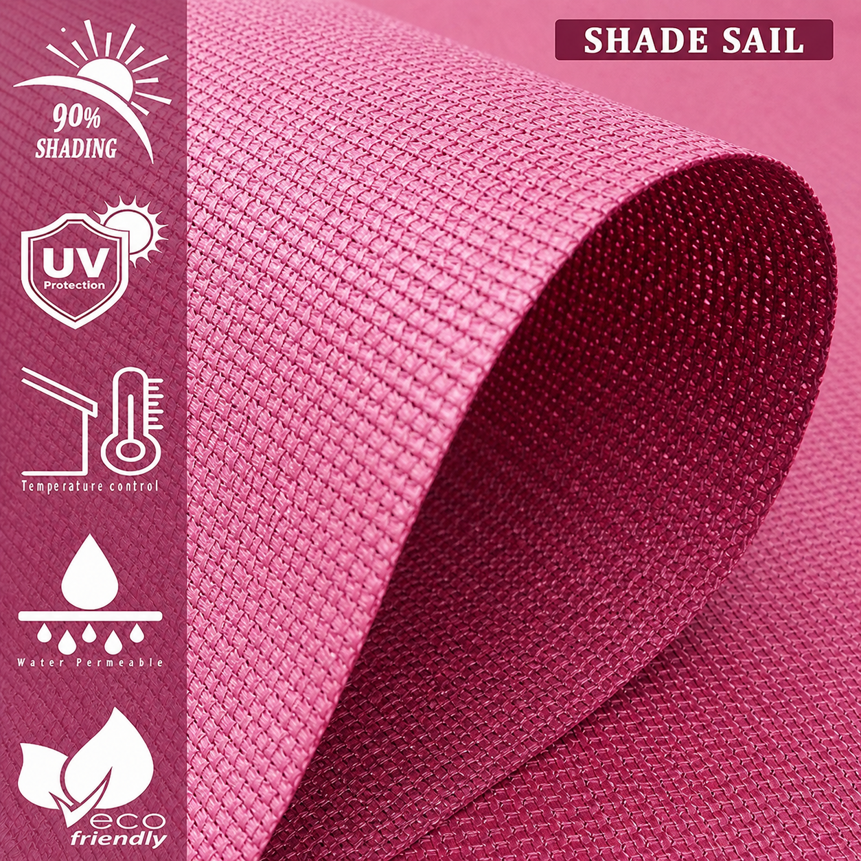 Sun Shade Sail Triangle (90% SUN & UV Blockage) Maroon