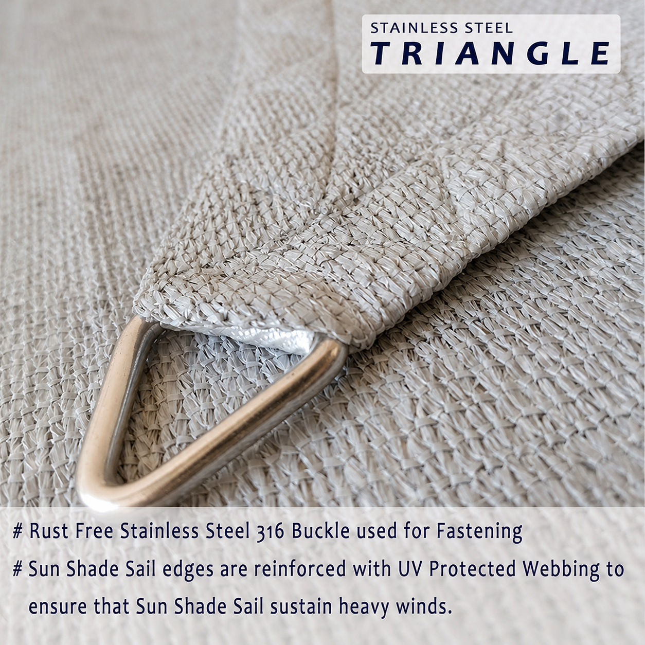 Sun Shade Sail Triangle (90% SUN & UV Blockage) Grey