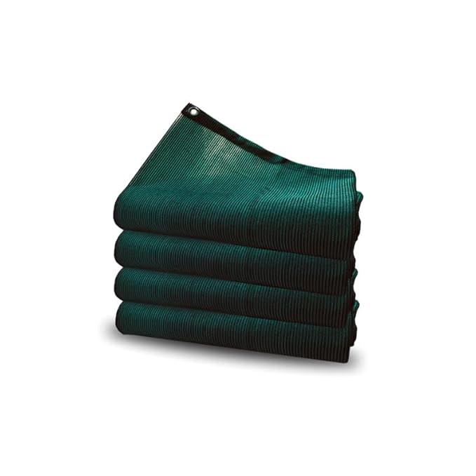 Stack of green mesh screens on a white background