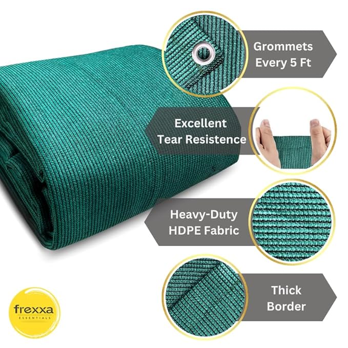 Green fabric roll with features highlighted on a white background, featuring the frexxa brand.