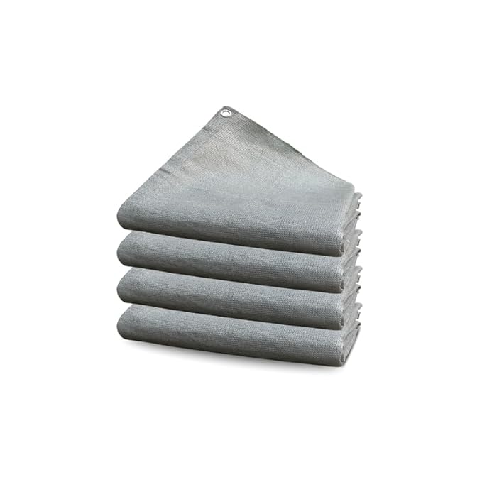 Stack of gray fabric panels on a white background