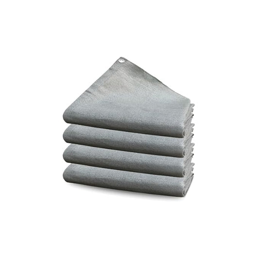 Stack of gray fabric panels on a white background